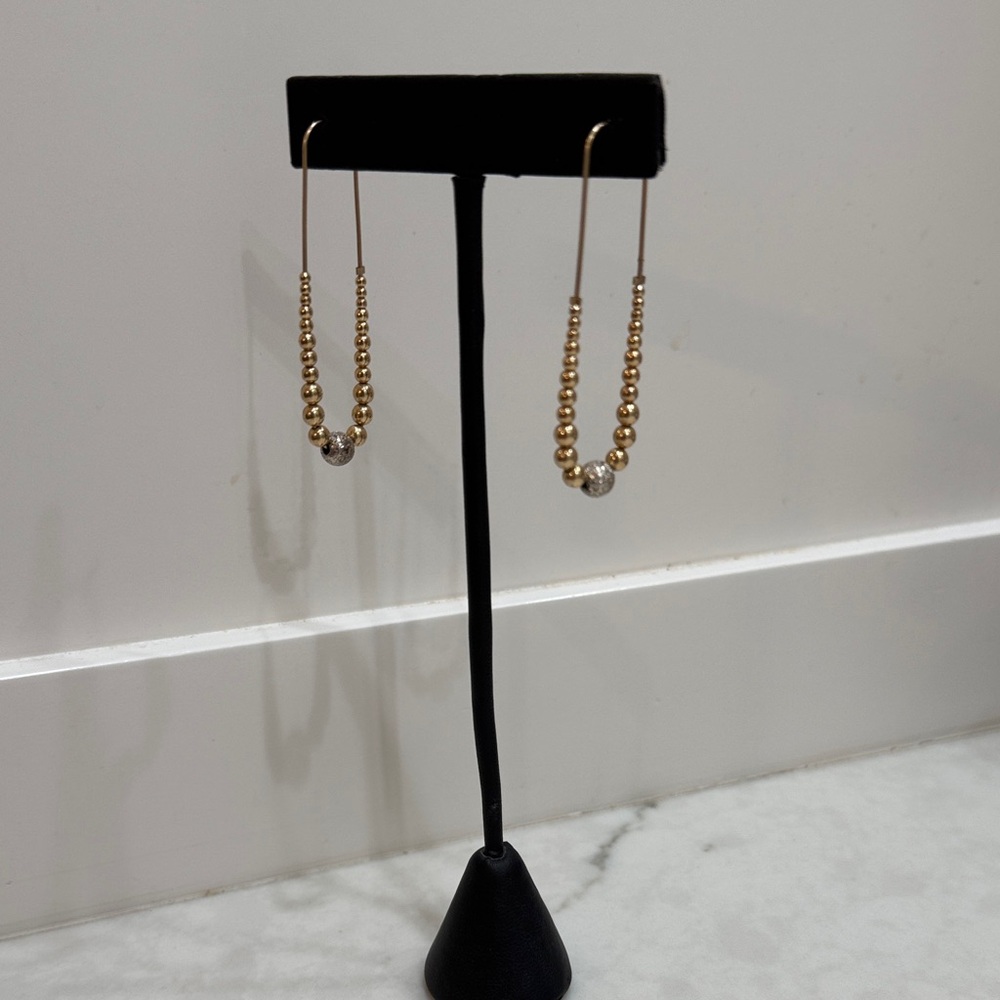 Elegant Gold and Silver Beaded Earrings